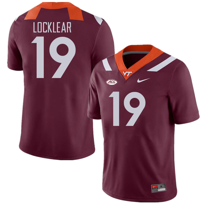 Men #19 Ben Locklear Virginia Tech Hokies College Football Jerseys Stitched Sale-Maroon